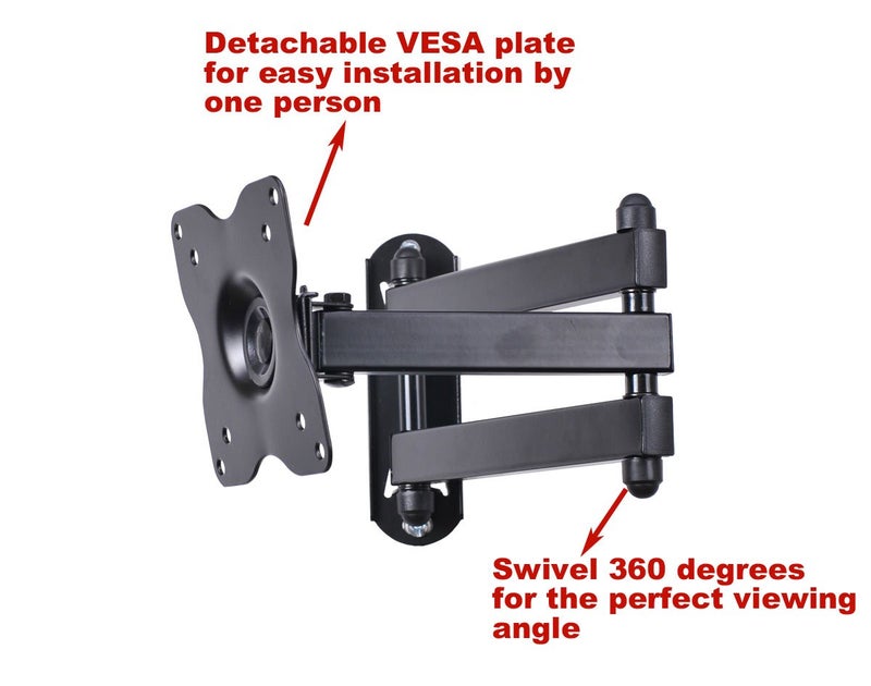 VideoSecu ML12B TV LCD Monitor Wall Mount Full Motion 15 inch Extension Arm Articulating Tilt Swivel for Most 19"-31" LED TV Flat Panel Screen with VESA 100x100, 75x75 1KX - Image 4